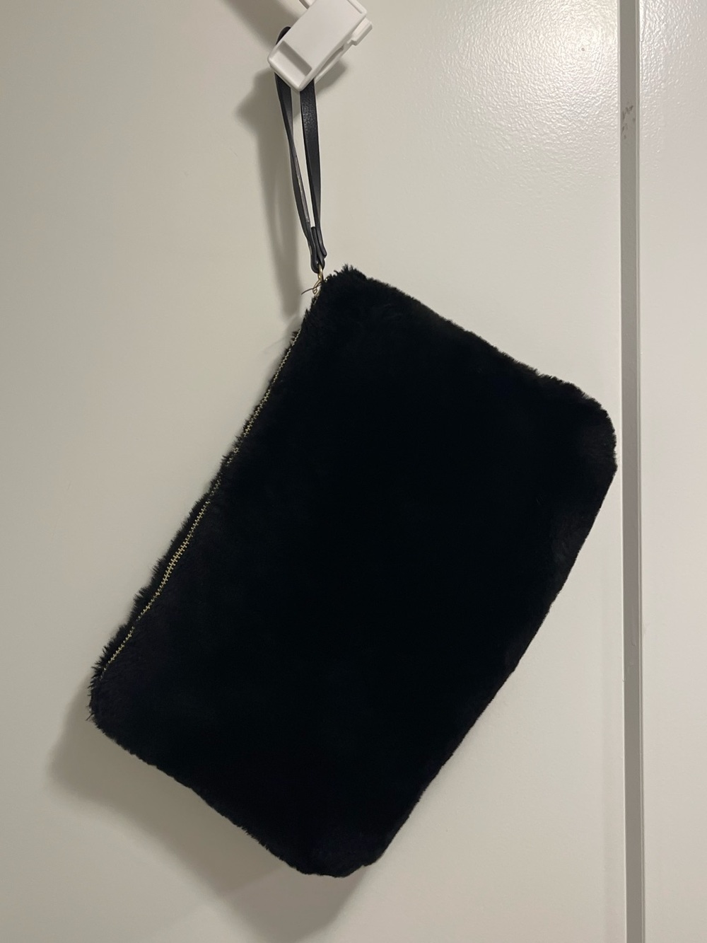 Black Faux Fur Wristlet Clutch - Women Bags
